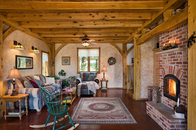 Summit Lake Timber Frame Living Room