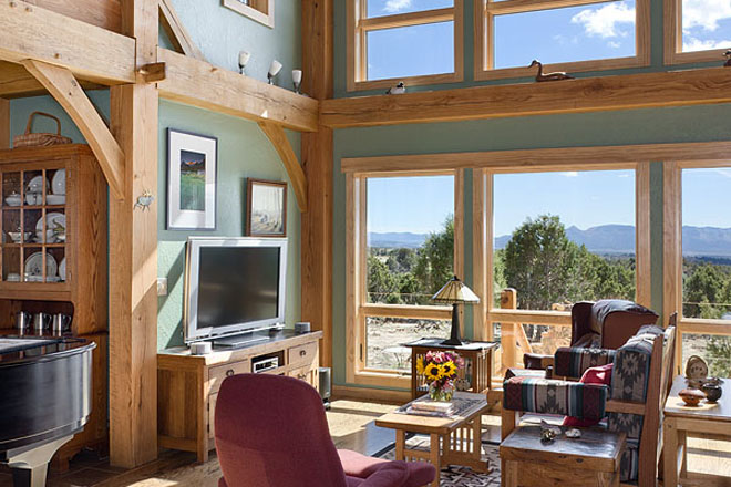 Lost Canyon timber frame living room