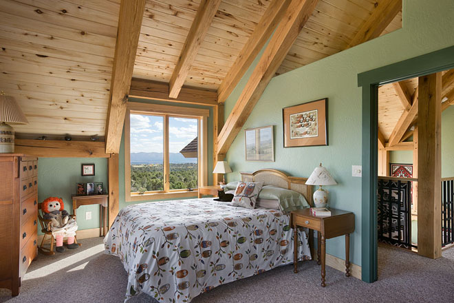 Lost Canyon timber frame guest bedroom