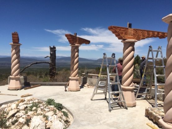 Columns and corbels for the Murshid Sam dargah by Wind River Timberframes