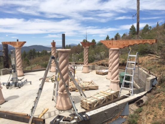 Columns and corbels for the Murshid Sam dargah by Wind River Timberframes