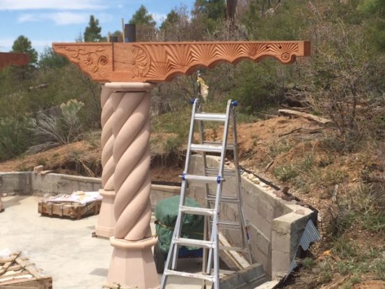 Columns and corbels for the Murshid Sam dargah by Wind River Timberframes