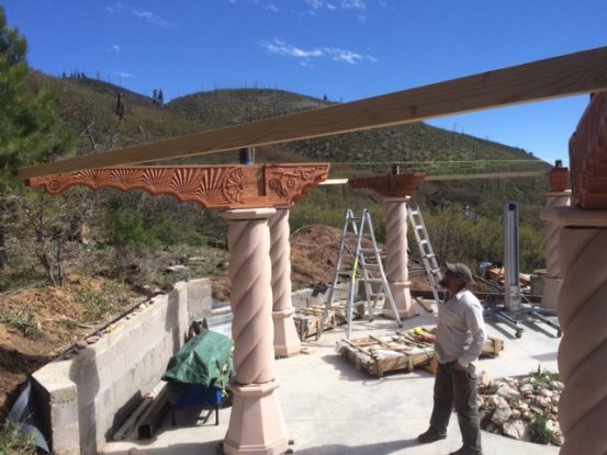 Columns and corbels for the Murshid Sam dargah by Wind River Timberframes