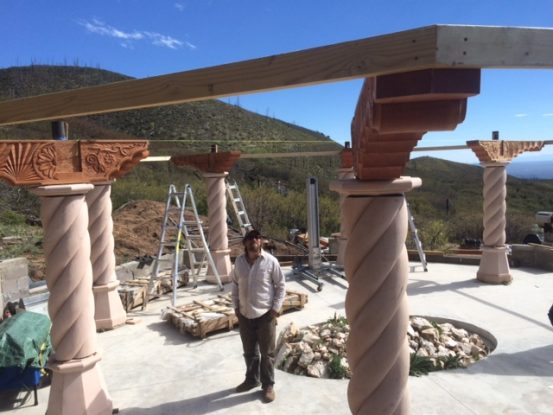 Columns and corbels for the Murshid Sam dargah by Wind River Timberframes