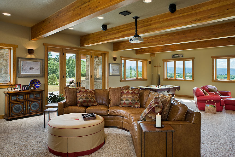 Castle Rock timber frame home media room