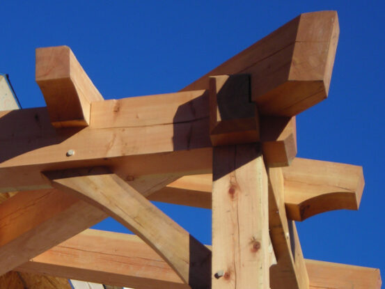 hand cut timber frame joinery roof hip